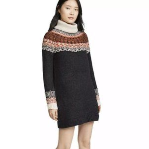 Madewell Fair Isle Turtleneck Sweater Dress Size Large Alpaca Blnd Sz S